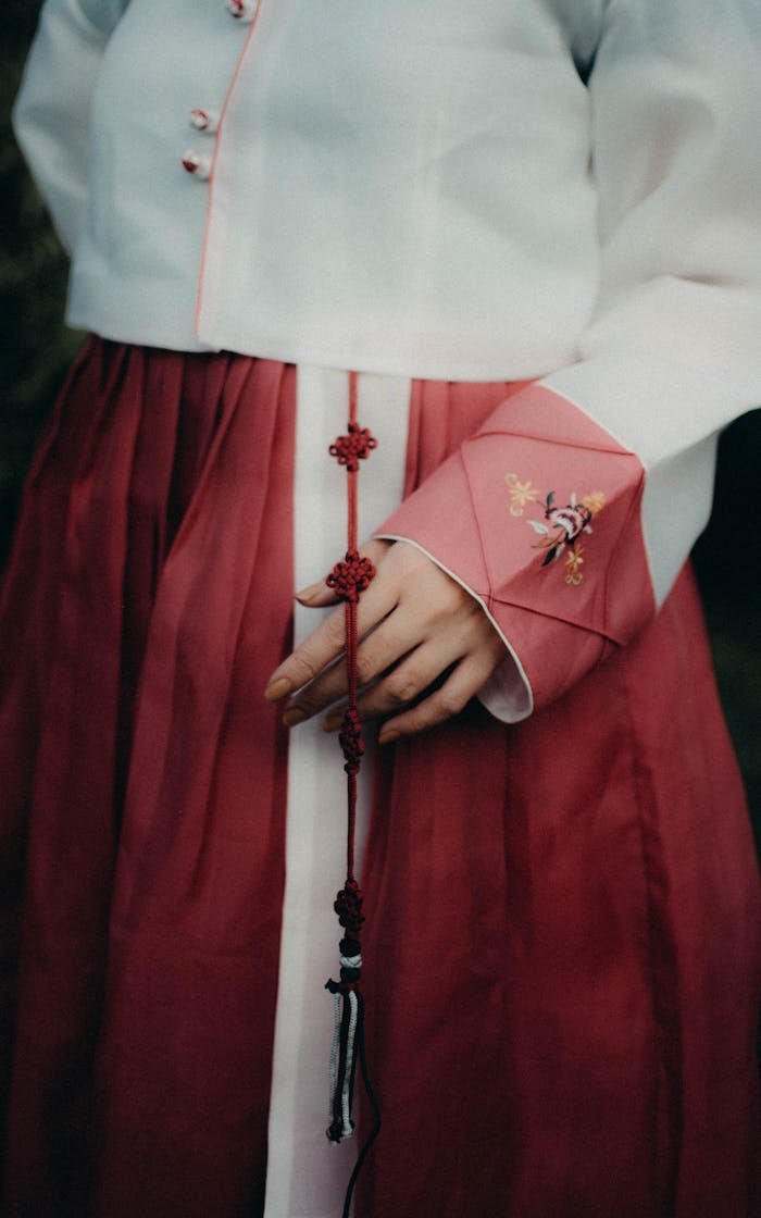 A Selective Shot of Female Hand Wearing Traditional Clothing 